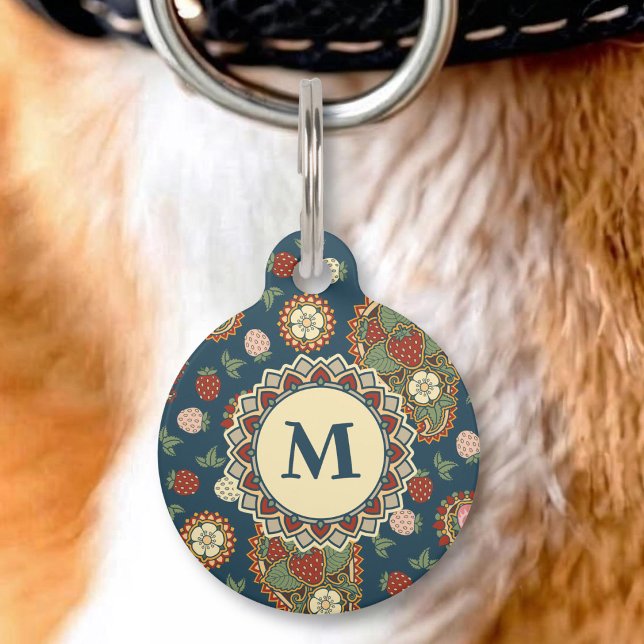 Aardbei Paisley Patroon ID-hanger voor huisdieren Huisdierpenning (Creator heeft geüpload)