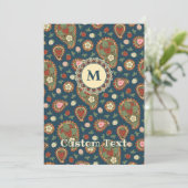 Aardbei Paisley Patroon Uitnodiging (Staand voorkant)