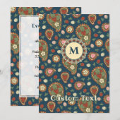 Aardbei Paisley Patroon Uitnodiging (Voorkant / Achterkant)