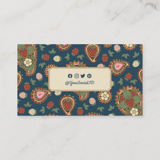 Aardbei Paisley Visitekaartje (Achterkant)