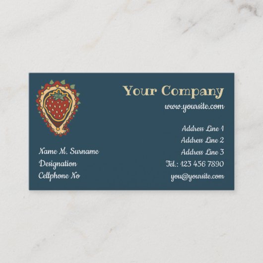 Aardbei Paisley Visitekaartje (Voorkant)