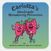 Aardbei Pals Grappige Cartoon Jam Pie en meer Vierkante Sticker (Voorkant)