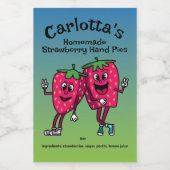 Aardbei Pals Grappige Cartoon Jam Pie en meer Voedselcontainer Etiket (Enkel label)