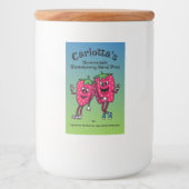 Aardbei Pals Grappige Cartoon Jam Pie en meer Voedselcontainer Etiket (Voorkant)