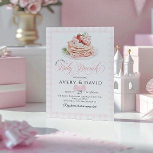Aardbei Pannenkoek Baby Brunch Baby shower Meisje Kaart
