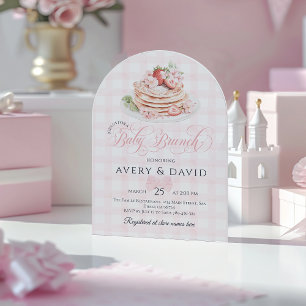 Aardbei Pannenkoek Baby Brunch Baby shower Meisje Kaart