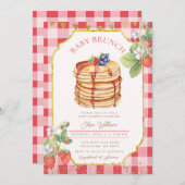 Aardbei Pannenkoek Baby shower Brunch Kaart (Voorkant / Achterkant)