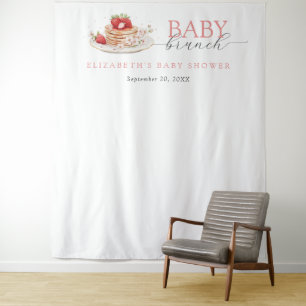 Aardbei Pannenkoek Brunch Baby shower Achtergrond Wandkleed