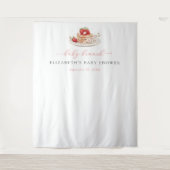 Aardbei Pannenkoek Brunch Baby shower Achtergrond Wandkleed (Voorkant)