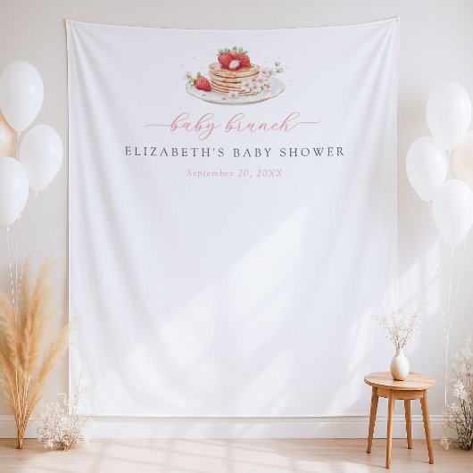 Aardbei Pannenkoek Brunch Baby shower Achtergrond Wandkleed