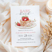 Aardbei Pannenkoek Brunch Baby shower met QR-code Kaart