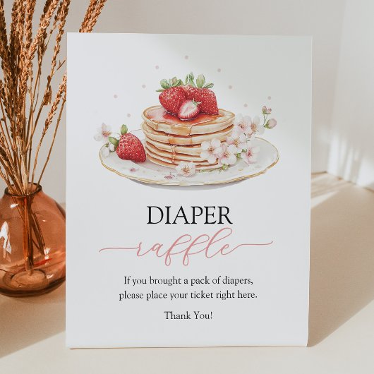 Aardbei Pannenkoek Brunch Luier Raffle Poster Reclamebord Met Voetstuk