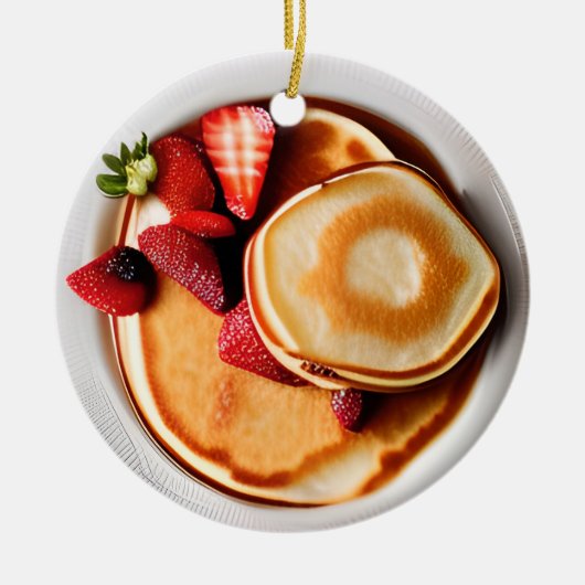 Aardbei Pannenkoeken Pun Kerst Keramisch Ornament (Voorkant)
