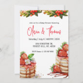 Aardbei Pannenkoekenbes zoet baby shower Kaart (Achterkant)