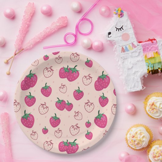 Aardbei Papieren Bordje (Feest)