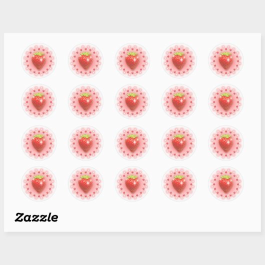 Aardbei Parel Sticker Roze Rood (Vel)