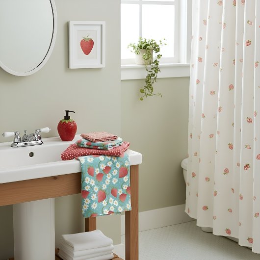 Aardbei Patch blauwe lucht Bad Handdoek