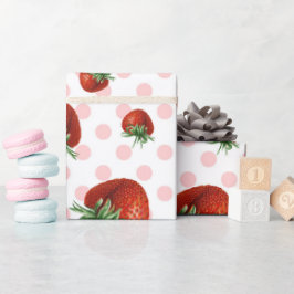 Aardbei Patroon Baby Shower Cadeaupapier