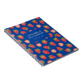 Aardbei Patroon blauw Notitieboek (Rechterzijde)