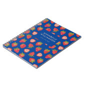 Aardbei Patroon blauw Notitieboek (Linkerzijde)