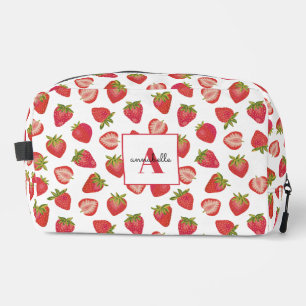 Aardbei patroon monogram eerste naam toilettasje