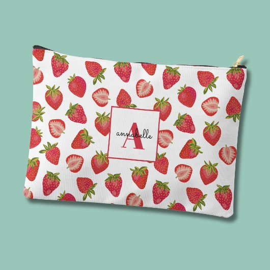 Aardbei patroon monogram voornaam etui