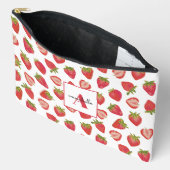 Aardbei patroon monogram voornaam etui (Open)