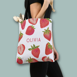 Aardbei Persoonlijke Naam Tote Bag