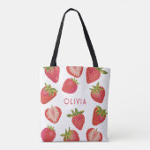 Aardbei Persoonlijke Naam Tote Bag (Achterkant)