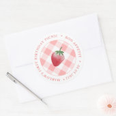 Aardbei picknick party dank u voor welkom ronde sticker (Envelop)