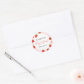 Aardbei Pink Berry Eerste Plaid Gingham Verjaardag Ronde Sticker (Envelop)
