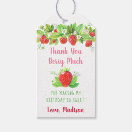 Aardbei Pink Floral Birthday Cadeaulabel