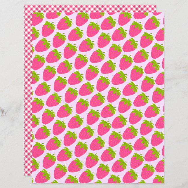 Aardbei Pink Gingham (Voorkant / Achterkant)