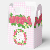 Aardbei Pink Gingham Bedankdoosjes (Geopend)