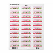 Aardbei Pink Gingham Etiket (Full Sheet)