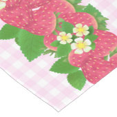 Aardbei Pink Gingham Korte Tafelloper (Hoek)