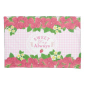 Aardbei Pink Gingham Kussensloop (Voorkant)