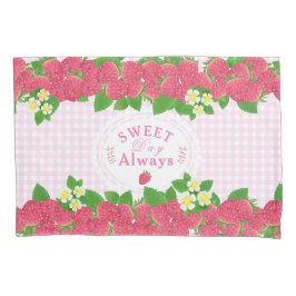 Aardbei Pink Gingham Kussensloop