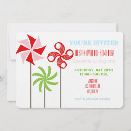 Aardbei Pinwheel Thema Verjaardag - Blauw Terug Kaart