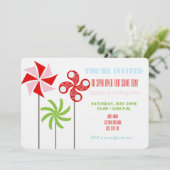 Aardbei Pinwheel Thema Verjaardag - Blauw Terug Kaart (Staand voorkant)