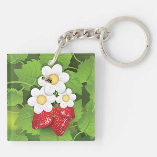 Aardbei Plant Sleutelhanger (Achterkant)