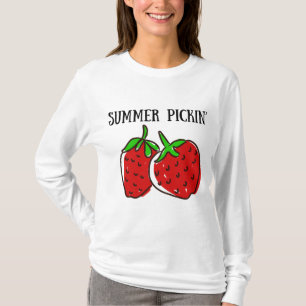 Aardbei plukken, fruit plukken, zomer plukken t-shirt
