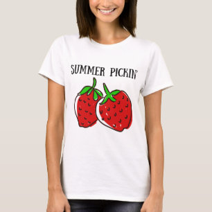 Aardbei plukken, fruit plukken, zomer plukken t-shirt