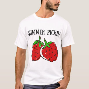 Aardbei plukken, fruit plukken, zomer plukken t-shirt