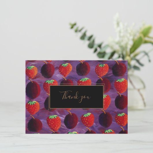 Aardbei Plum Red Fruit Dank u Bedankkaart (Staand voorkant)