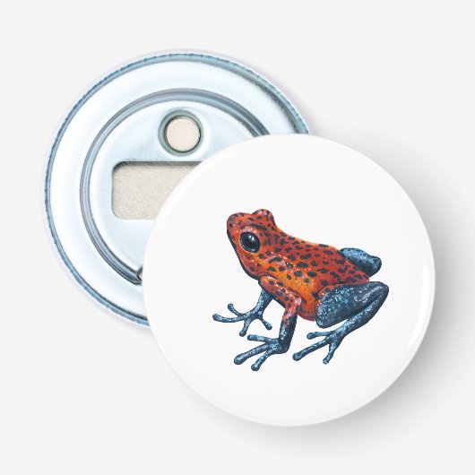 Aardbei Poison dart frog Button Flesopener (Voorkant)