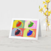 Aardbei Pop Art Wenskaarten Kaart (Gele Bloem)