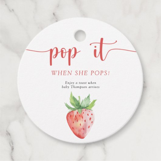 Aardbei Pop het Wanneer ze poppen Bedankjes Labels (Voorkant)