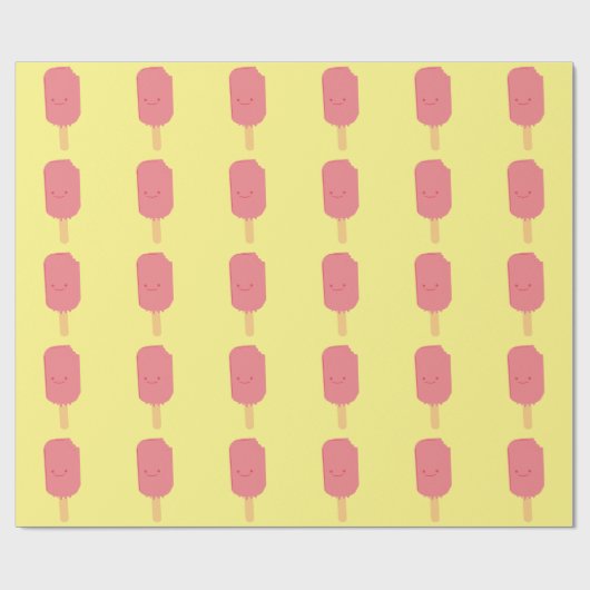 Aardbei Popsicle Cartoon Tekening Cadeaupapier (Vlak)