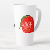 Aardbei Power Girl Monogram Initiaal Naam Latte Mok (Rechterhoek)